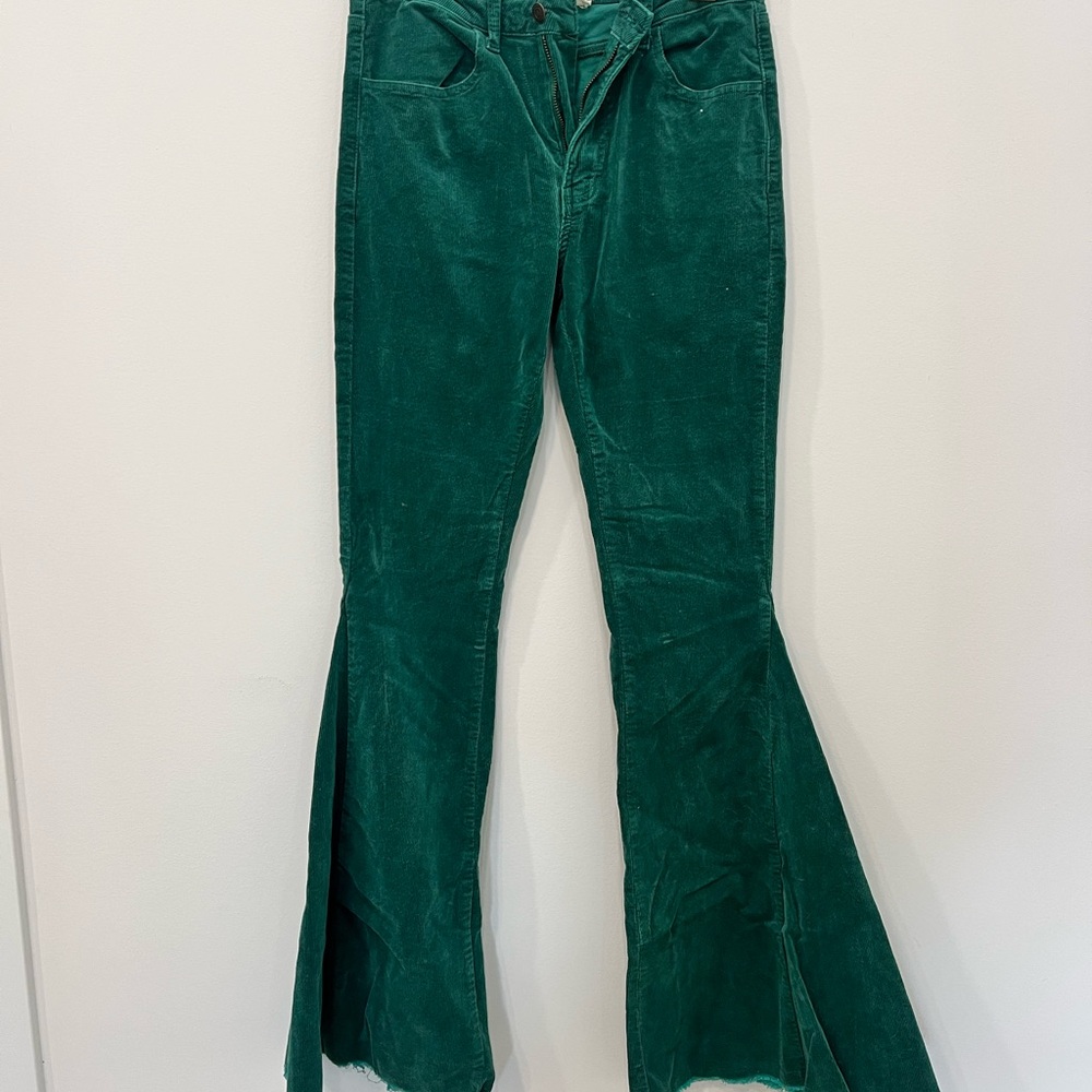 Vintage Green Flare Corduroy Pants